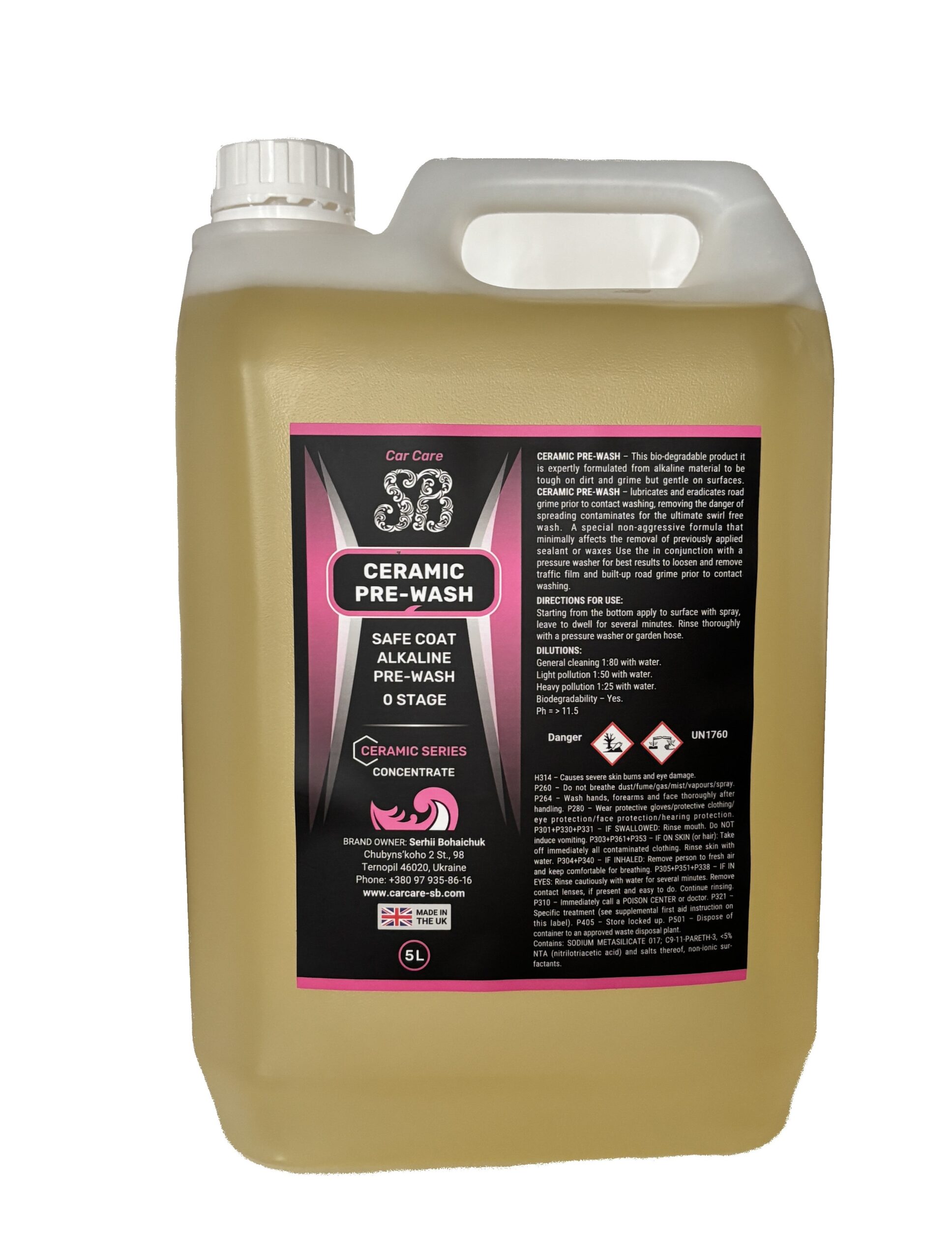 Лужна безконтактна емульсія Концентрат 5000 мл. - CarCare-SB Ceramic Pre-Wash